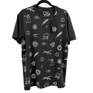 NWT CHASER Mens Gray Distressed Siempre Justice Graphic Print T-Shirt Large